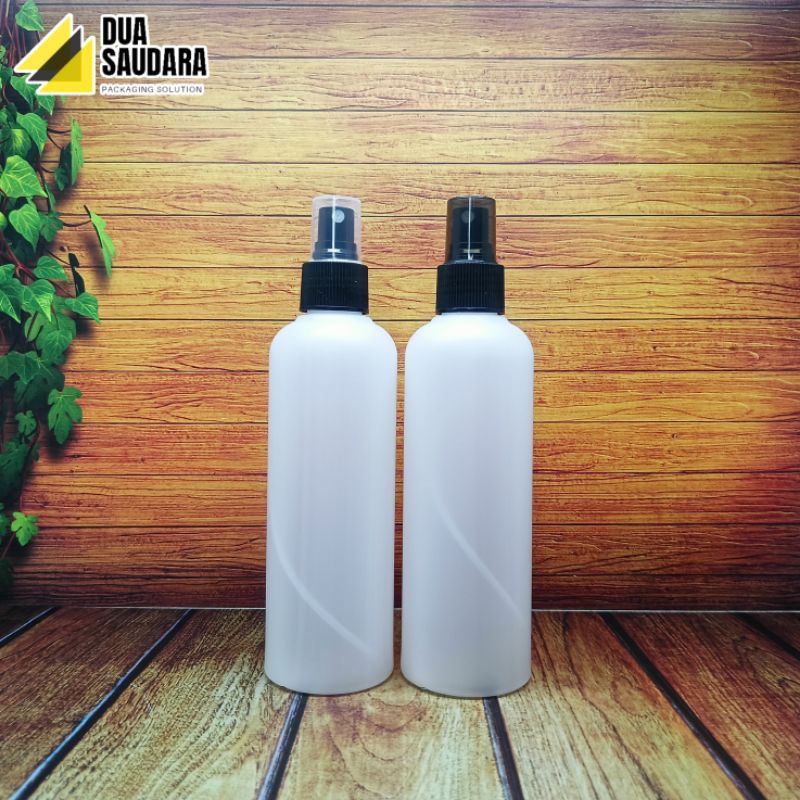 Botol spray 250ml HDPE natural tutup spray hitam/hitam smoke