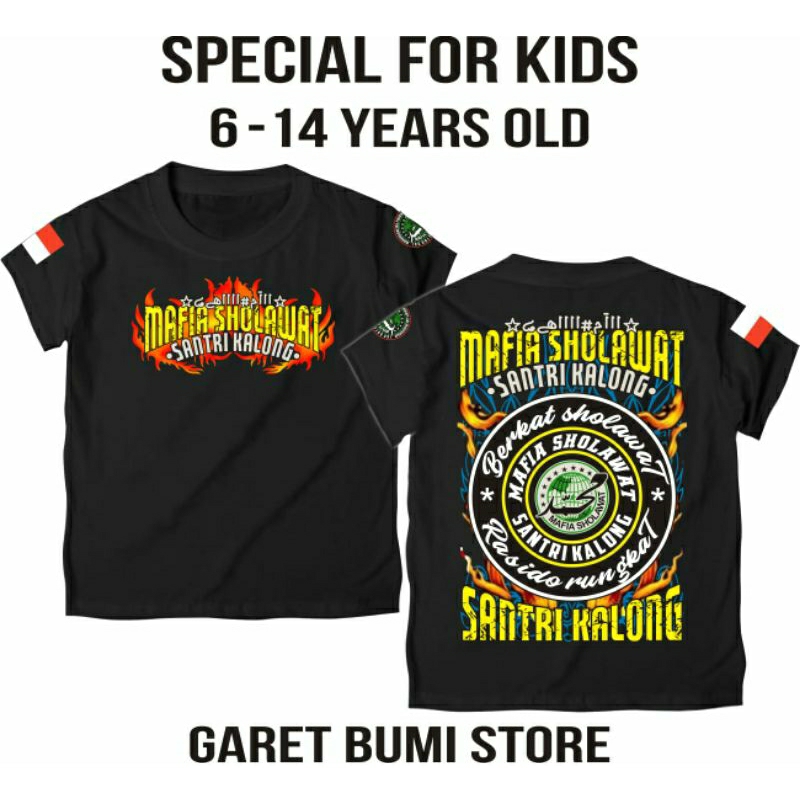 kaos mafia sholawat anak/kaos mafia santri kalong junior/kaos pecinata sholawat/