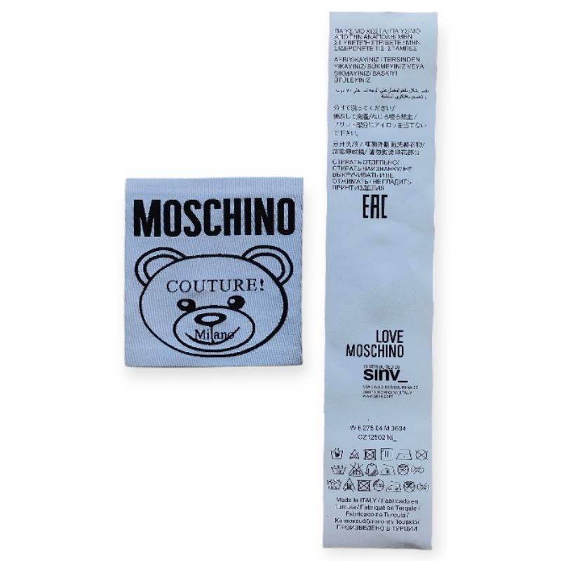 

LABEL TAG WASH MOSCHINO KUALITAS TINGGI ONE SET