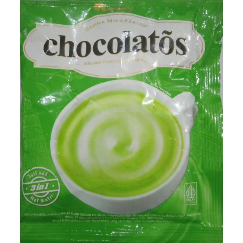 

chocolatos matcha green tea per renceng isi 10 sachet