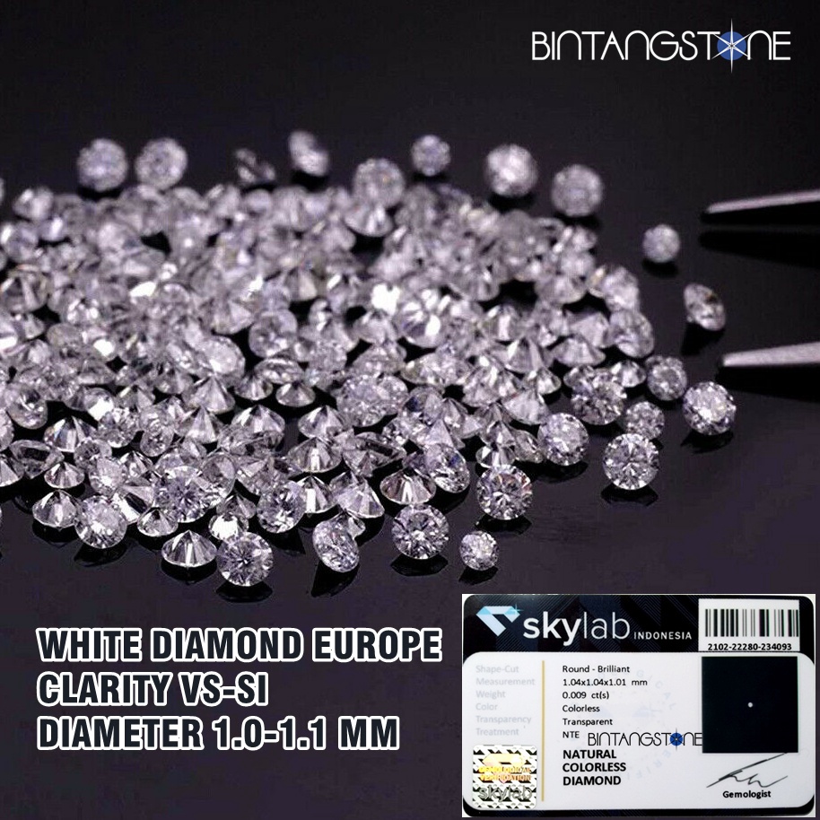 12.12 BIG SALE FASION Berlian Eropa Asli Colorless White Diamond Europe 1 Pcs 100% Natural Purity VV