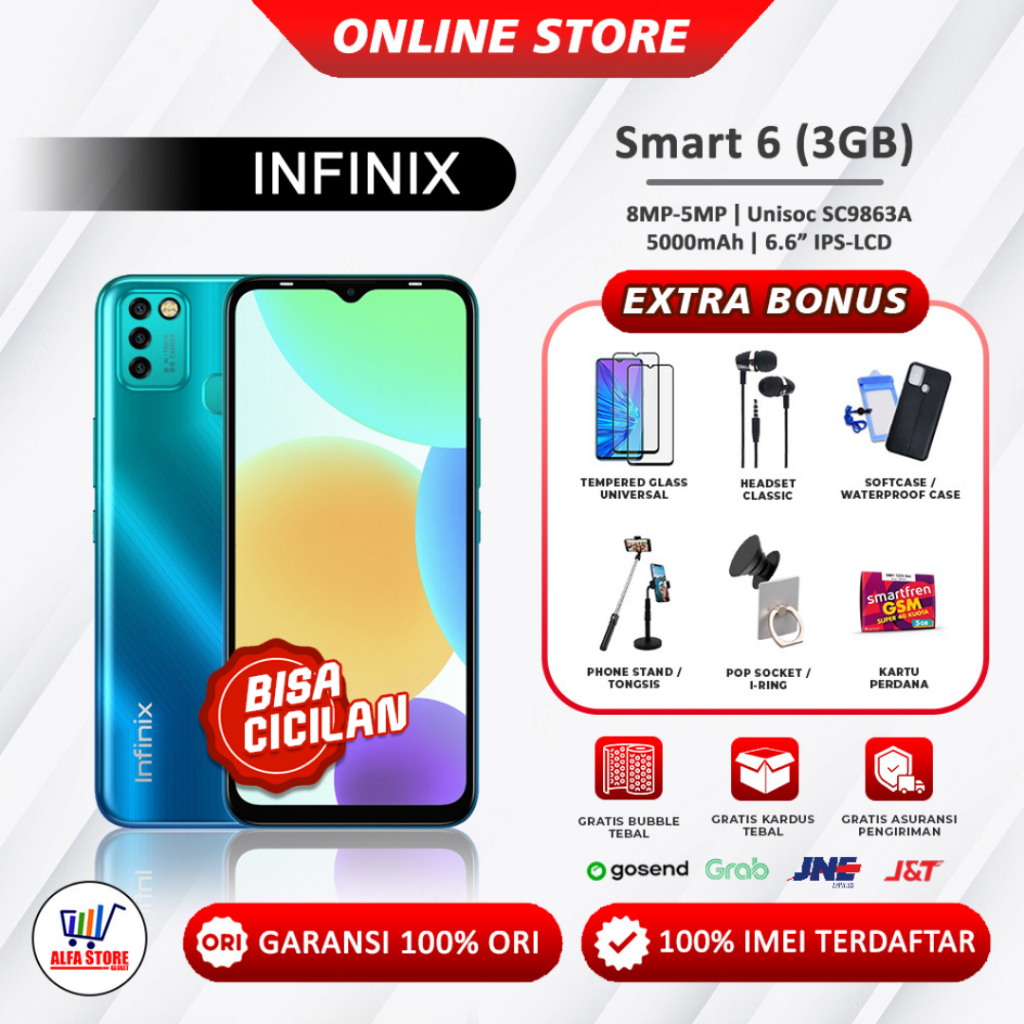 Infinix Smart 6 Ram 3+64Gb smart 7 ram 4/64 ram 3/64 Garansi Resmi