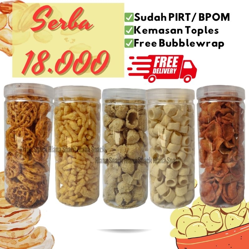 

ALANA_SNACKIES / ANEKA SNACKS SERBA 18 RIBU, 18 RB (KRUPUK SEBLAK PEDAS, TWIST CORN, KRIPIK TAHU MINI, POTHEL SINGKONG, BASRENG BALADO) / CEMILAN CAMILAN MURAH MERIAH / BEBAS PILIH VARIAN RASA