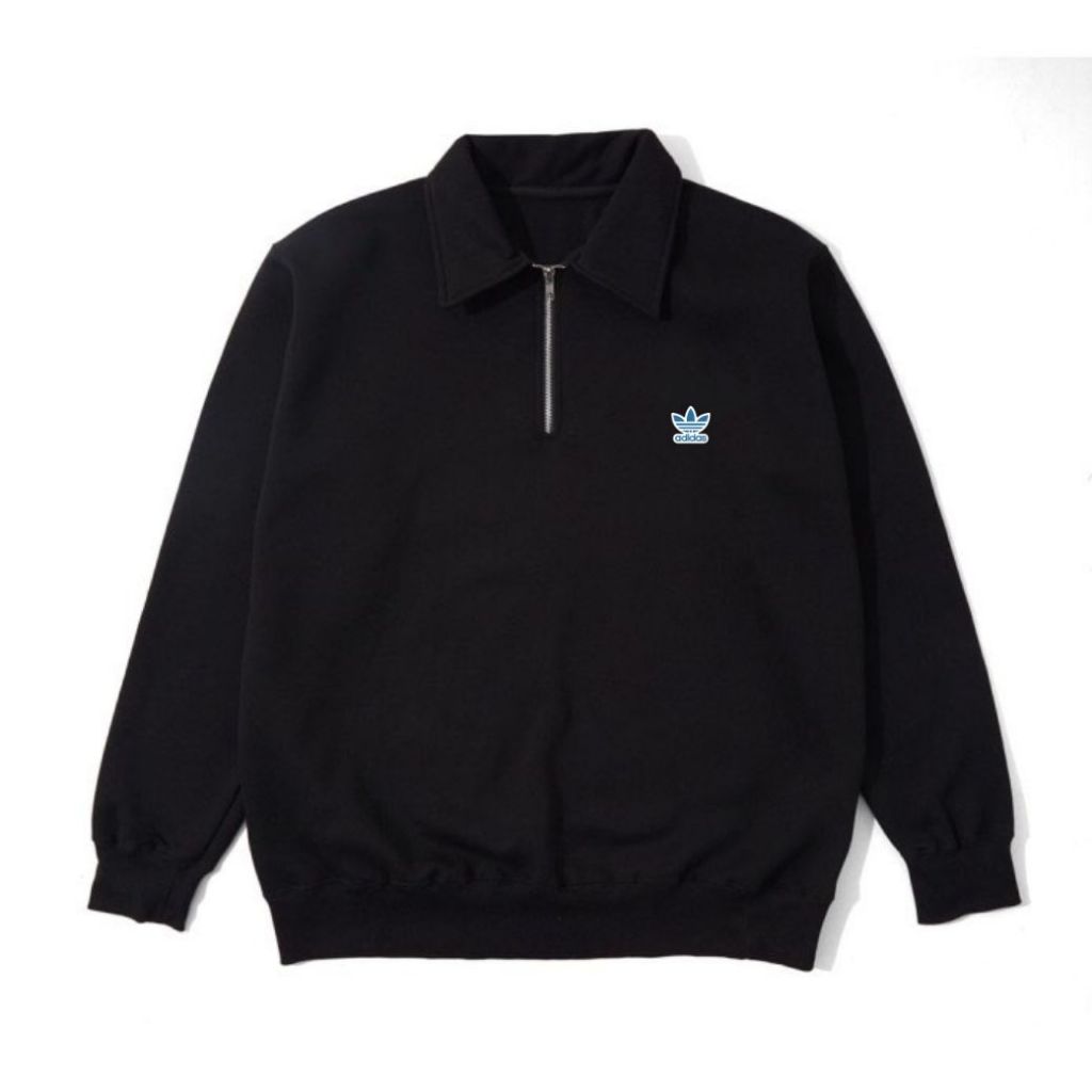 Jacket Rugby Vintage Black Unisex Sweater Crewneck Halfzip Litlle Sig Logo Adidas Best Quality