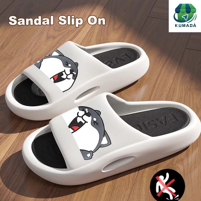 Trend Terbaru.. sendal pria distro sendal pria karet pola kartun yang lucu Flat Rumahan Empuk Elasti