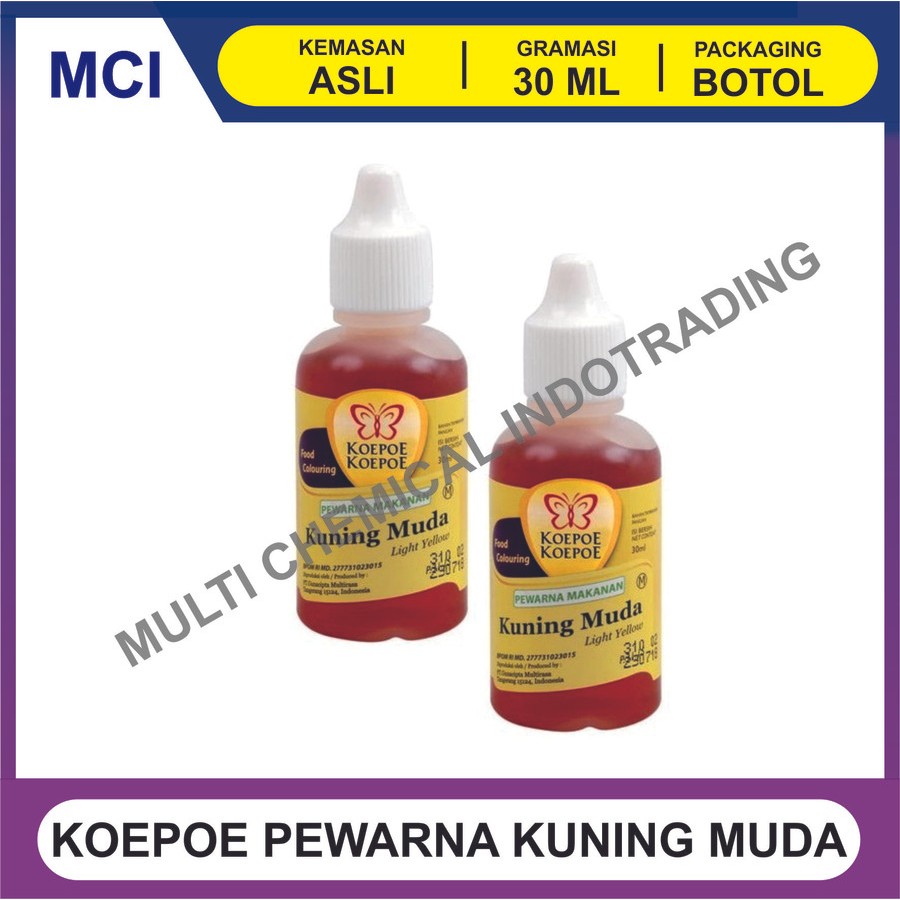 

PEWARNA MAKANAN MINUMAN KOEPOE KUPU KUNING MUDA 30 ML - 1 LUSIN 12 PCS