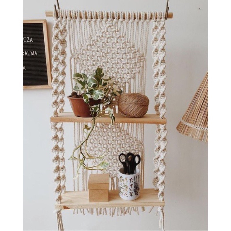 Macrame ambalan/ hiasan dinding/ macrame hanging shelf/ macrame rak gantung/ rak dinding