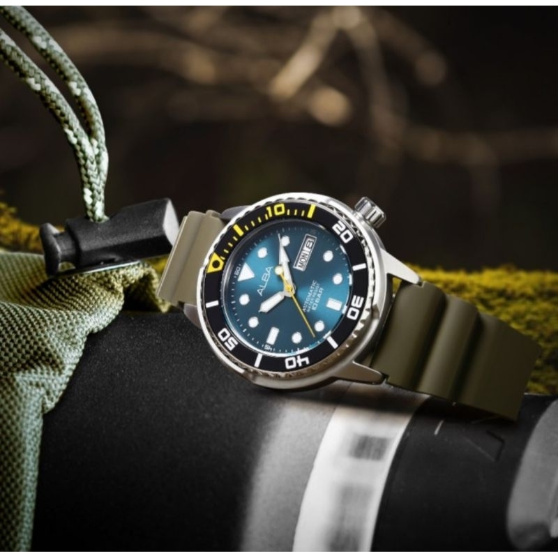 Jam Tangan Pria Alba Active Silicone Green AL4249X1 AL4249 Original