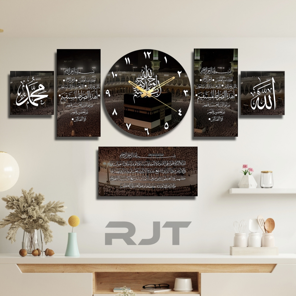 Jam Dinding kaligrafi Ka'bah 6 in1