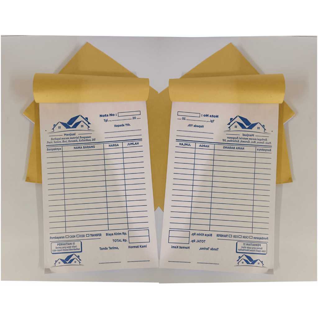 

NOTA TOKO BANGUNAN/MATERIAL 1/4 FOLIO (16,5CM X 10,5CM) - READY STOK