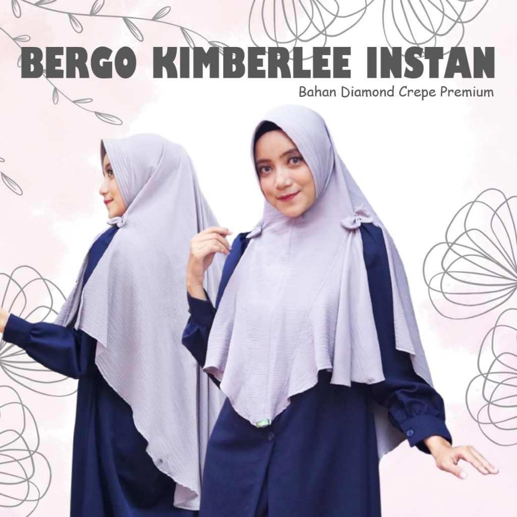 Hijab Bergo Instan Kimberlee / Jilbab Instan Bergo Dewasa Bahan Diamond Crepe