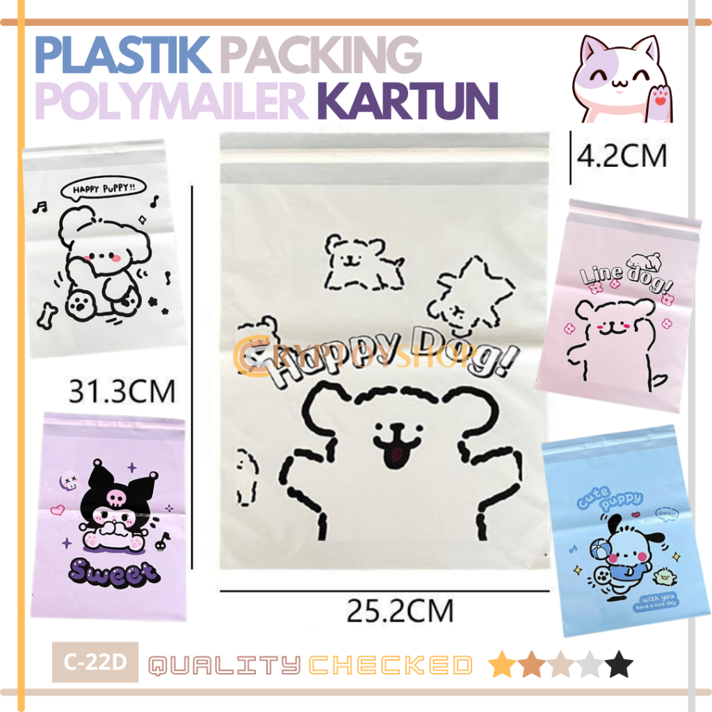 

CRYPTOYSHOP KANTONG PLASTIK PACKING POLYMAILER DENGAN STIKER LENGKET KARTUN ANTI AIR WATERPROOF