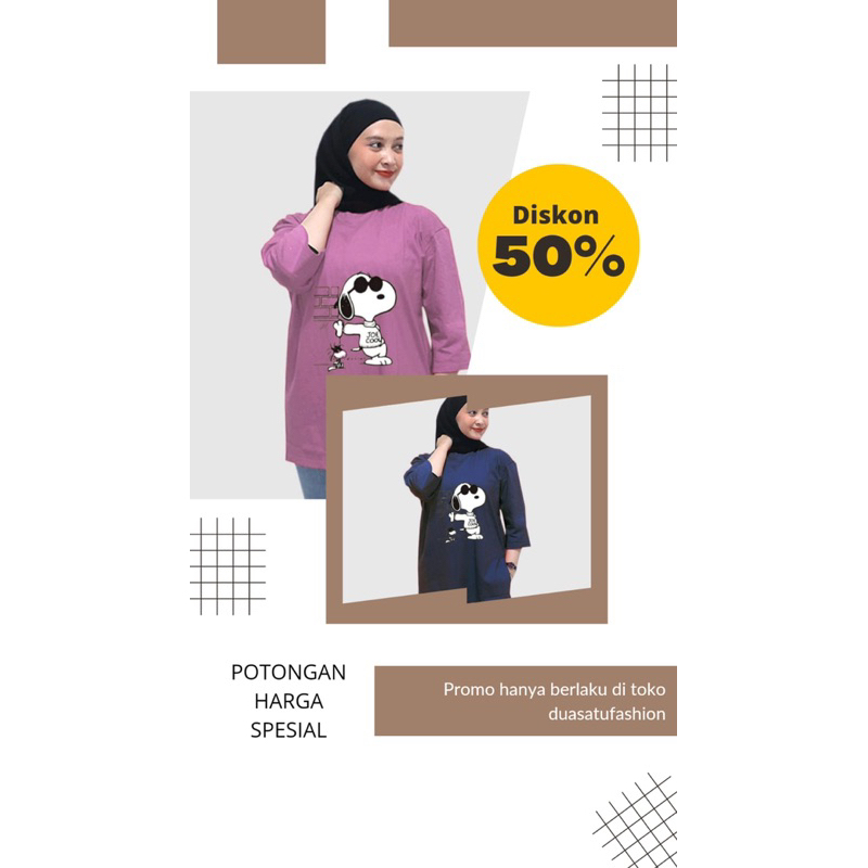 Atasan kaos polos wanita oversize blus jumbo lengan 7/8 kaos oversize riziqu