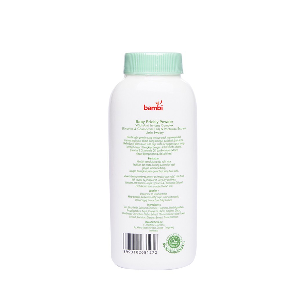 Bambi Baby Powder Prickly Heat 100gr | Bedak Tabur Khusus Biang Keringat Bayi Kulit Normal - Sensitif | Meredakan Gatal &amp; Ruam Biang Keringat .