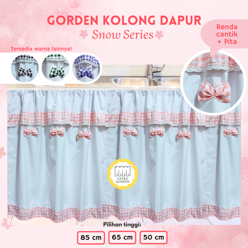 GORDEN KOLONG DAPUR KOTAK VARIASI HIASAN PITA TIRAI KOLONG DAPUR KOTAK RENDA