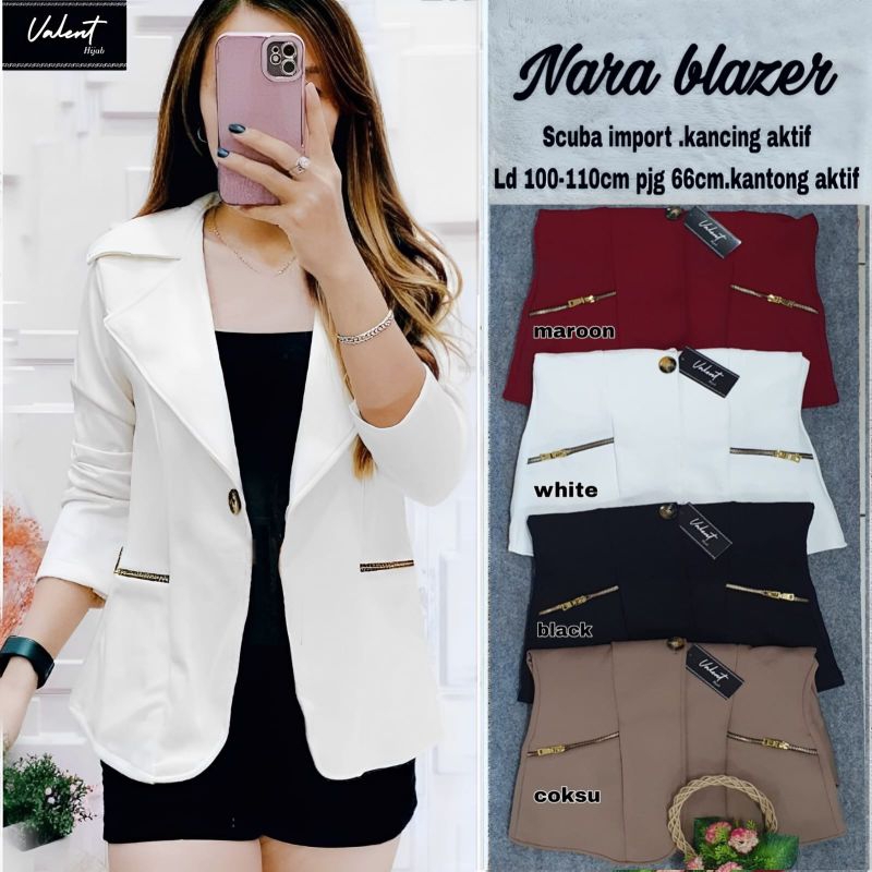 NARA BLAZER by Valent Hijab | Atasan Wanita Formal | Bahan Scuba Import