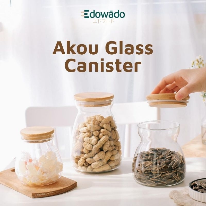 EDOWADO BOROSILIKAT TOPLES KACA//TOPLES KACA TUTUP KAYU//TOPLES MINIMALIS/TOPLES SNACK