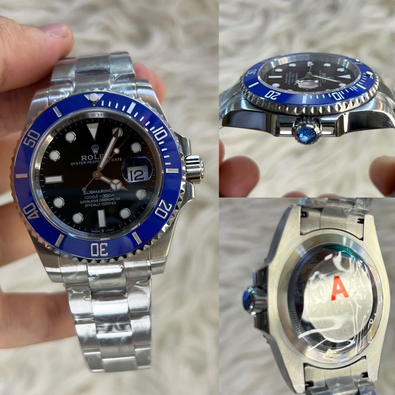 JAM TANGAN PRIA ROLEX SUBMARINER AUTOMETIC SUPER PREMIUM GRADEN AAA WARNA SILVER BIRU