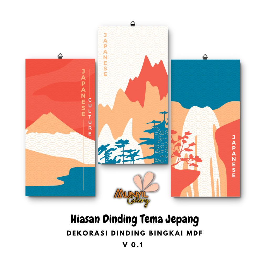 Munyil Galery / Aestetik Dekorasi Dinding Jepang Bingkai MDF / Hiasan Dinding Aesthetic Jepang / Paj