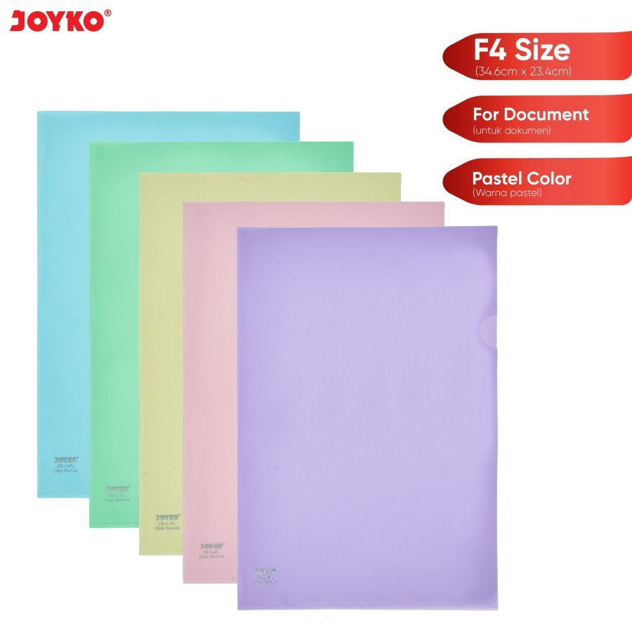 

Map Clear Sleeves F4 Pastel Joyko CS-11 / Map Plastik Bening Warna