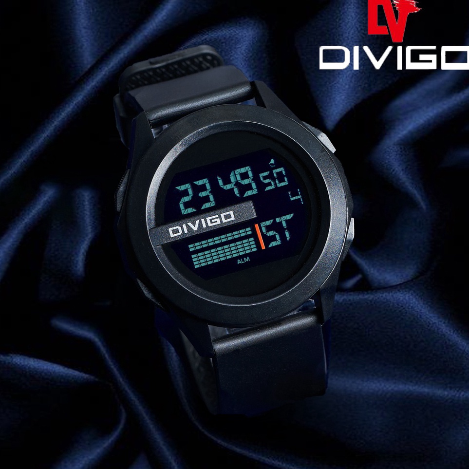 Jam Tangan Pria / DIVIGO DV-2101 Man / Jam Tangan Digital LED Original Water Resistant 3ATM