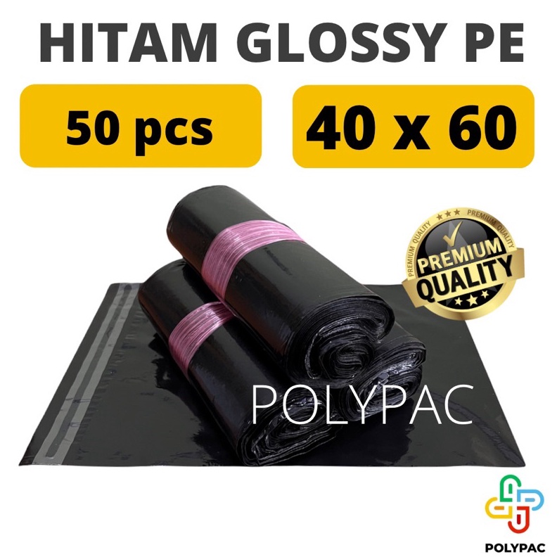 

Star 12.12 Polymailer HITAM GLOSSY [40x60] isi 50 pc - Polymailer Hitam Premium grosir
