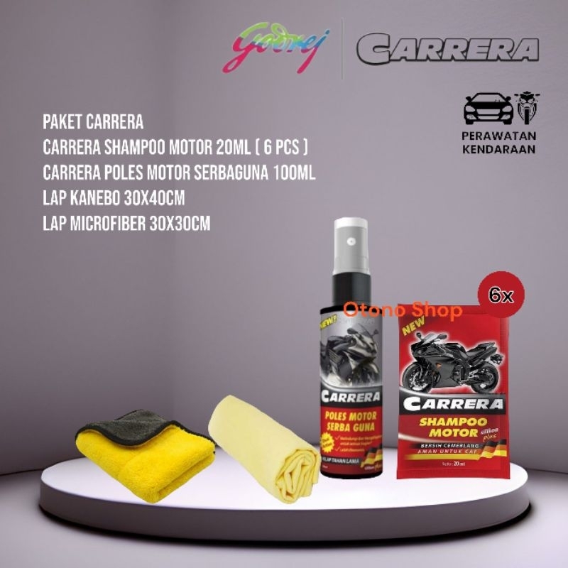 Paket Carrera shampoo Motor - Carrera Poles Motor - Lap Microfiber - Kanebo - Carrera Shampoo Motor