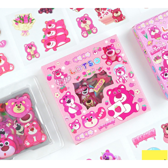 

Stiker Lucu Premium Lotso Sticker Small Box Sanrio Momo isi 100 Pcs Aesthetic Waterproof Anak Perempuan