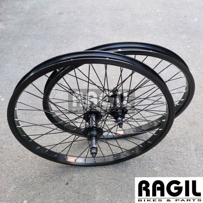 WHEELSET SEPEDA 20 INCH ARAYA JA25 LUBANG 36 HOLE 36H VELG RIM RIMS HUB FREEHUB JARI RODA BMX LIPAT 