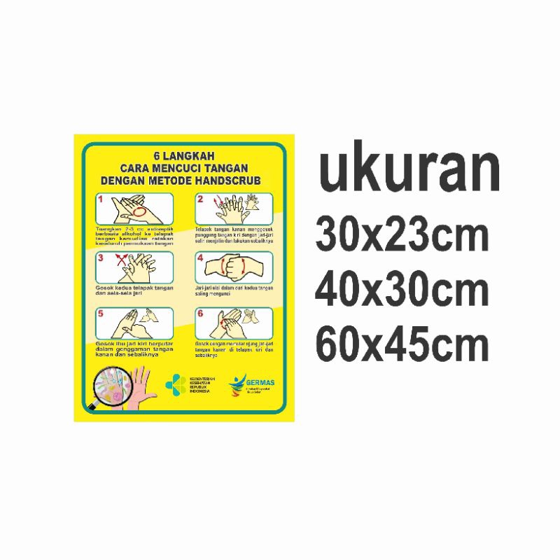 stiker 6 langkah cara mencuci tangan dengan metode handscrub