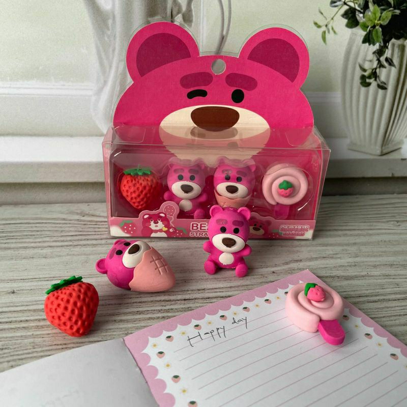 

PENGHAPUS MINIATUR LOTSO 1 SET ISI 4 PCS ER-1057 hapusan box mewah mini beruang lotso apusan unik kekinian eraser aesthetic