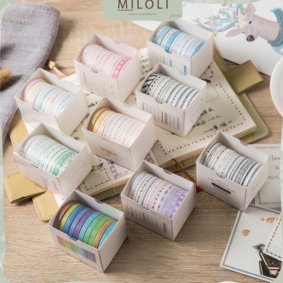 

[MILOLI] 10 Rolls Simple Abstract Washi Tape Deco Masking Tape Selotip Jurnal DIY Scrapbook - A0003