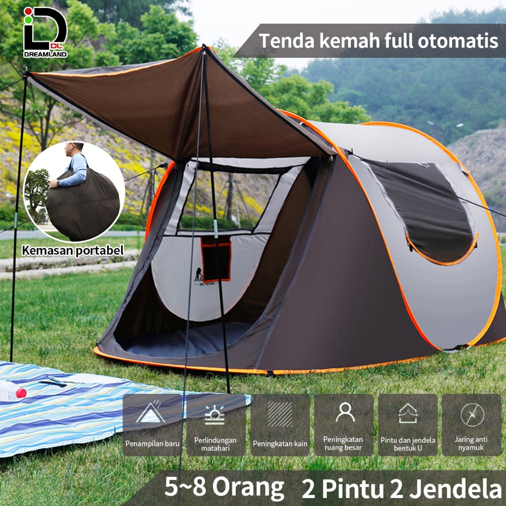 Ready Tenda Camping 5 Orang-8 Orang-12 Orang Portable Waterproof Camping Tent Windproof Rainproof