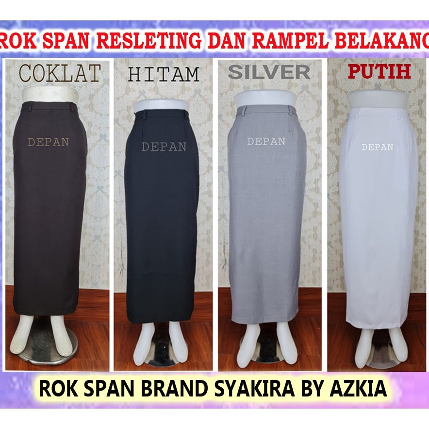 Rok Span Syakira warna Cokelat tua, Hitam, Putih, Dongker, Maroon-Rok Kerja-Rok Kantor-Rok panjang-r