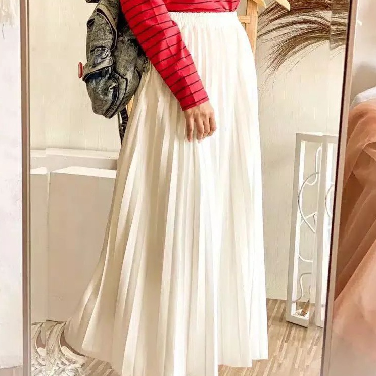 QUEEN COD ROK PLISKET PUTIH TULANG MUSLIM BAHAN HYGET PREMIUM ADEM FIT TO ALLSIZE.