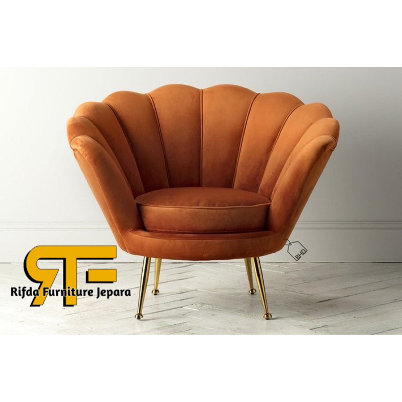 Kursi sofa single Kerang kaki stainless