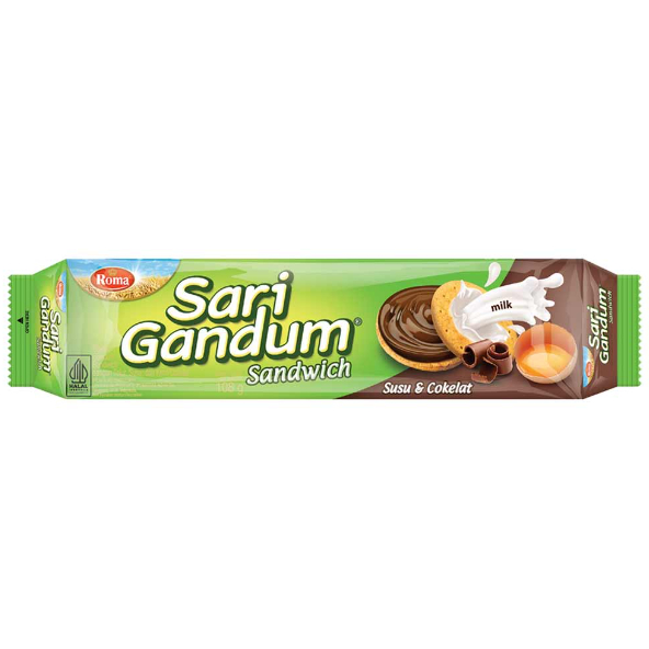 

ROMA SARI GANDUM SANDWICH SUSU&COKLAT 108GR