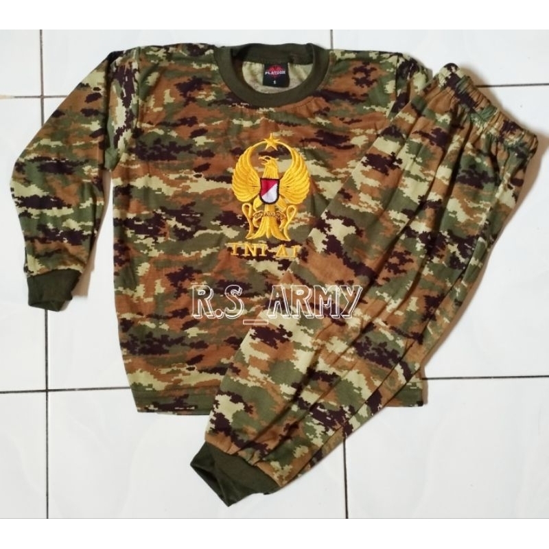 setelan anak loreng linud - kaos anak panjang loreng kostrad laki laki dan perempuan