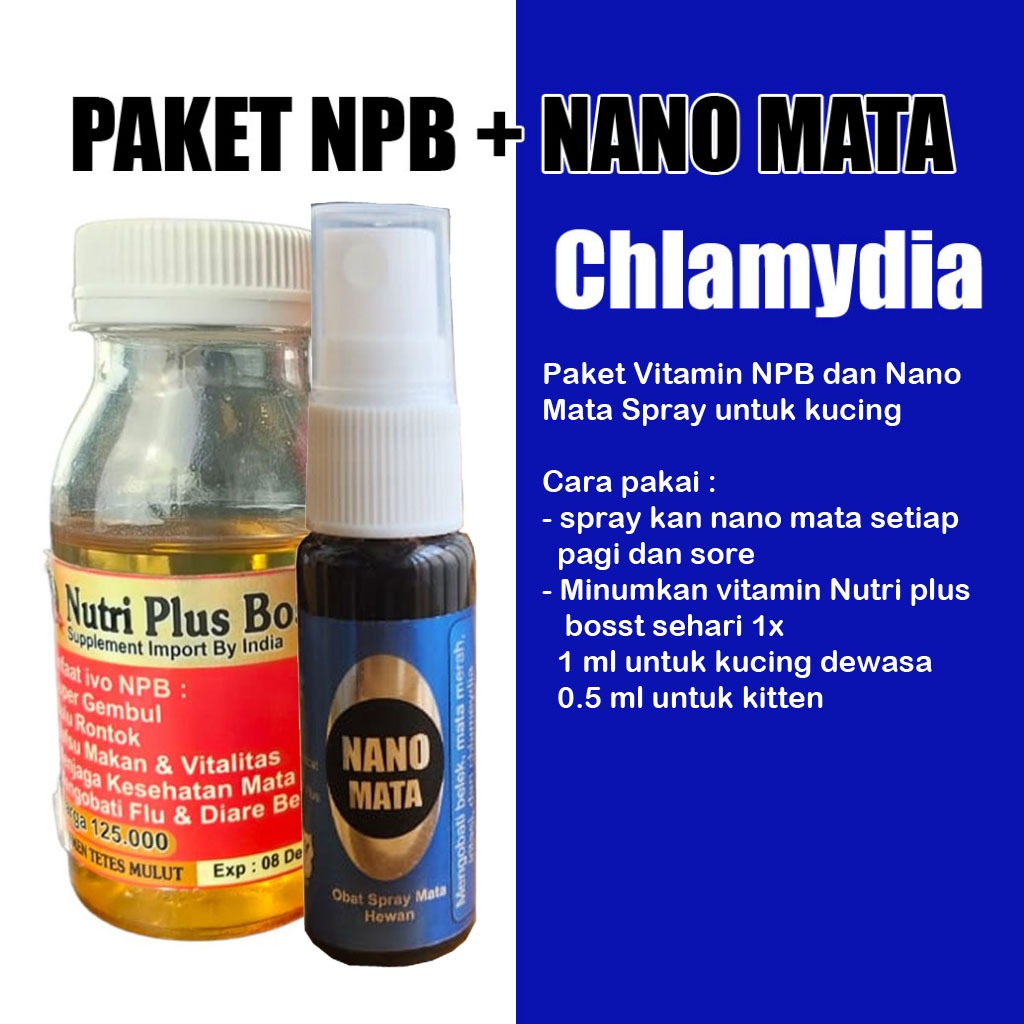Paket Vitamin NPB dan Nano Mata Untuk Chlamydia Kucing