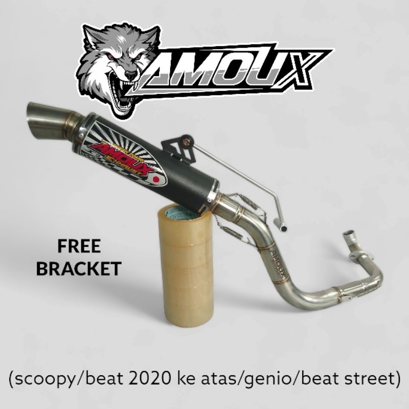 Knalpot samlong beat deluxe scoopy pristige genio original amoux (free bracket)