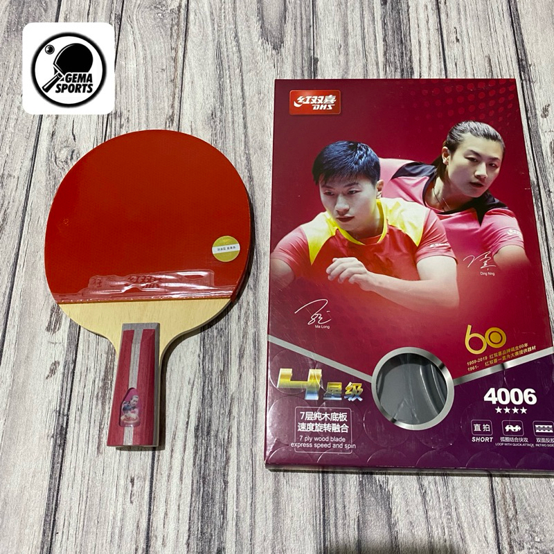 Bet Pingpong Tenis Meja DHS 4006 4Star Penholder Original