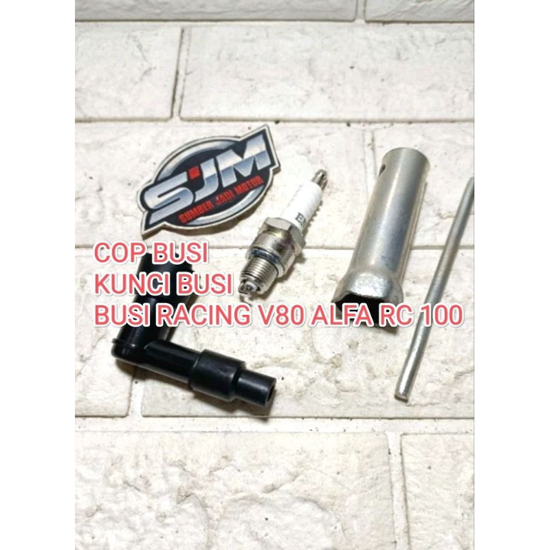 BUSI RACING-Kunci Busi Cop Tutup dan Busi Yamaha V80 V 80SS V80DX Robot V75 YB100 L2 Rx SET
