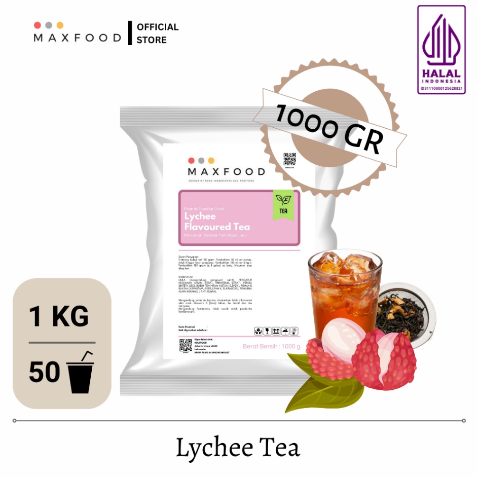 

ZDMJ5594 COD MAXFOOD - Lychee Tea/ Teh Leci/ Bubuk Minuman Rasa Leci 1 Kg