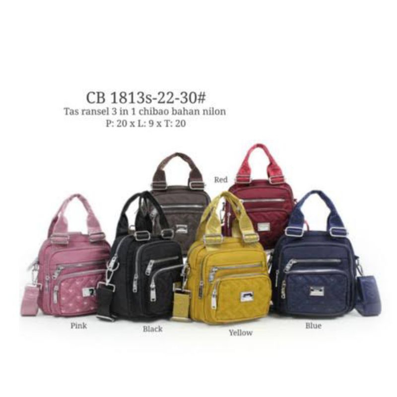 Chibao 1813SK Tas Selempang Sandang Ransel Mulitfungsi 3in1 Wanita Original Import Kanvas 1813S K