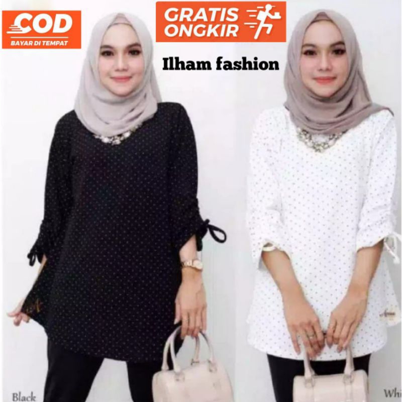Cuci gudang atasan volkadot/Pakaian wanita muslimah