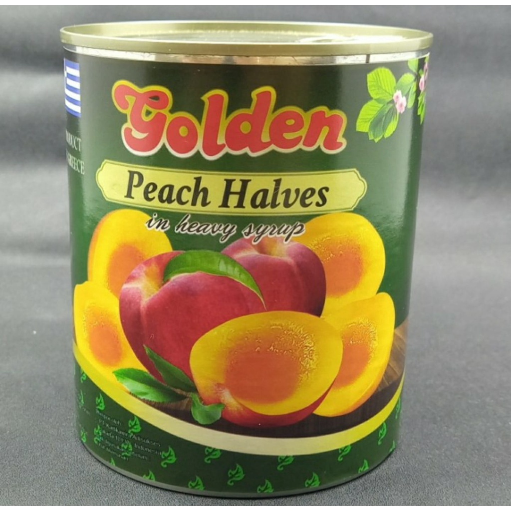 

12.12 MALL GOLDEN buah Peach Kaleng Halves in Syrup 820gr murah