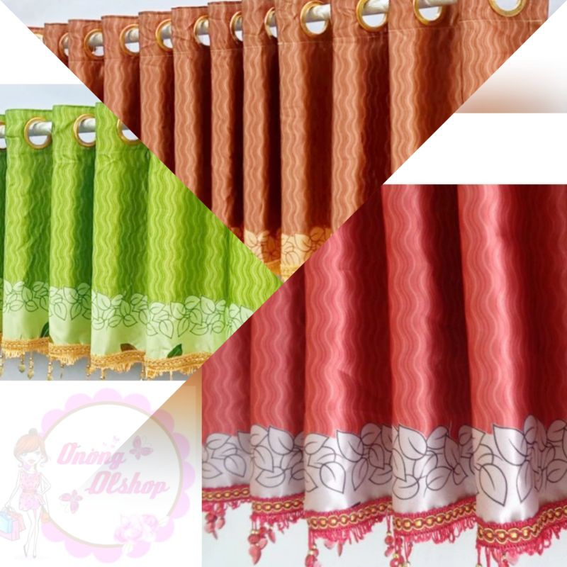 Gorden Poni Blackout Import Printing Hijau Merah  coklat Model Smokring