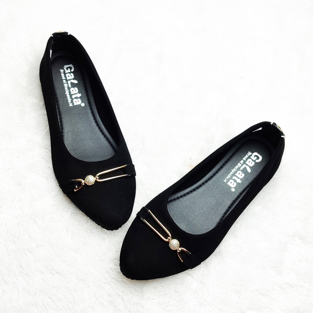 Blackpanda Zeffa Black Flatshoes Wanita Hitam Ujung Lancip