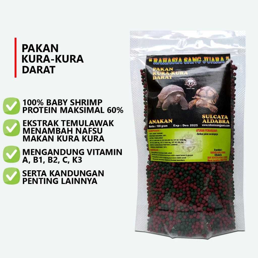 PAKAN Kura Kura Darat SULCATA ALDABRA untuk anakan 100gr