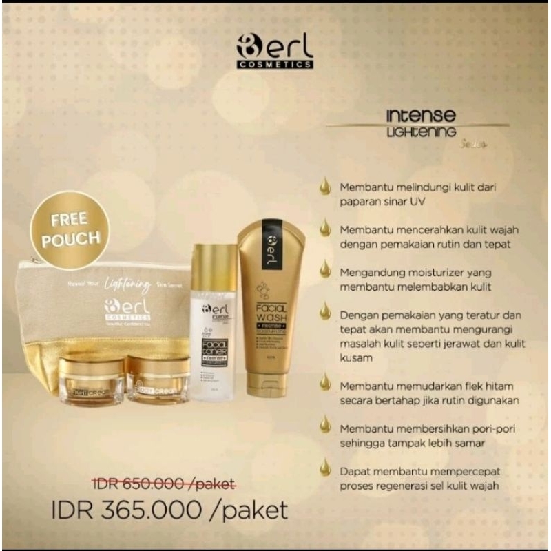 Skincare B Erl Intense Lightening Series  Glowing Terlaris/ Cream Pencerah Wajah Bpom dan Halal